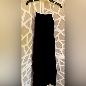 Elegant Black Sun Dress with Trim Tie Back Contrast White Straps